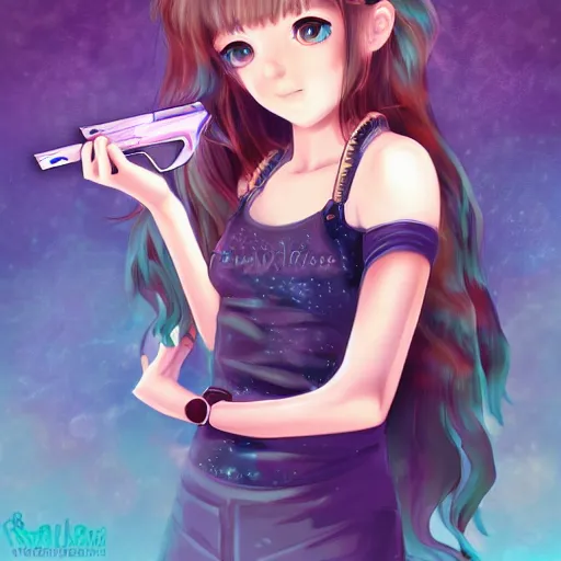 Image similar to portrait of a cute beautiful girl holding a balisong, anime digital art,