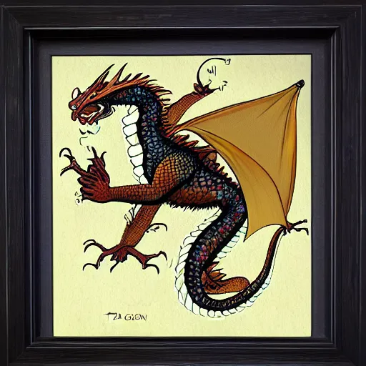 Image similar to Taxonomy art of a real dragon