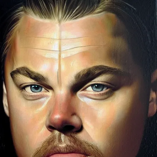 Prompt: “Leonardo DiCaprio, beautiful, highly detailed portrait, Elpis, oil, canvas, hyperrealistic, Jenny Saville”