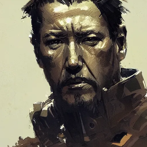 Image similar to portrait of war veteran, dramatic lighting, illustration by Greg rutkowski, yoji shinkawa, 4k, digital art, concept art, trending on artstation