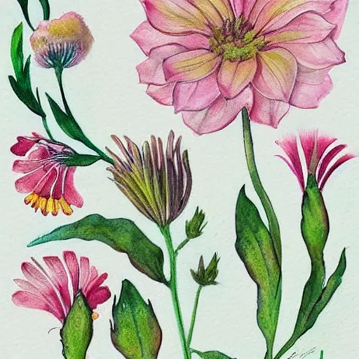 Image similar to botanical, illustration, flowers, pastel colors, watercolor, design, behance, pintrest