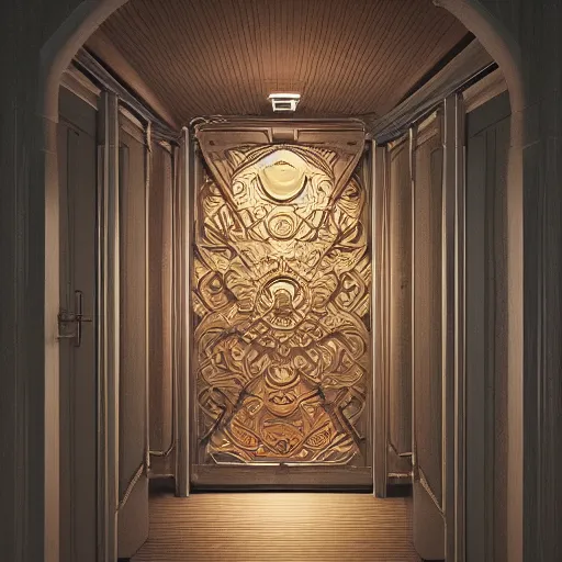 Image similar to a portal to another dimension in a closet door, intricate artwork by tooth wu and wlop and beeple. octane render, trending on artstation, greg rutkowski very coherent symmetrical artwork. cinematic, hyper realism, high detail, octane render