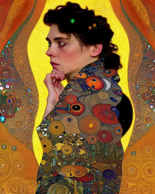 Prompt: nature cat portrait an oil painting splashes with many colors and shapes by gustav klimt greg rutkowski and alphonse mucha, polycount, generative art, psychedelic, fractalism, glitch art