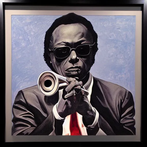 Image similar to miles davis portrait, art work at moma