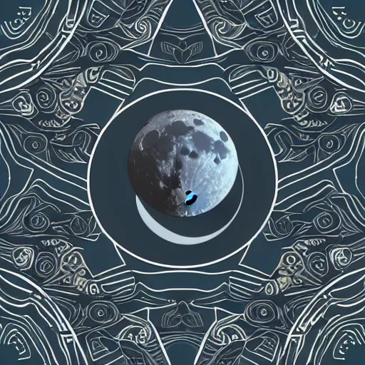 Prompt: beautiful detailed flat vector art of the moon, blue and purple with black background, style of jonathan ball