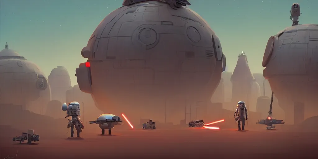 Image similar to Star Wars by Goro Fujita and Simon Stalenhag , 8k, trending on artstation, hyper detailed, cinematic