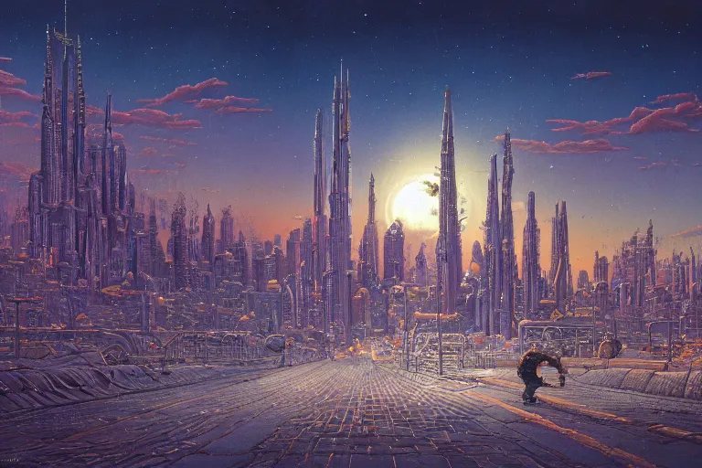 Prompt: shiny moonwalker photo, city art of city street on the moon, a detailed image of a future norilsk base, street moon landscape by tim hildebrandt, wayne barlowe, bruce pennington, donato giancola, larry elmore, smooth curves, smooth spires, trending on artstation, cinematic composition, beautiful lighting, sharp, details, hd, 8 k