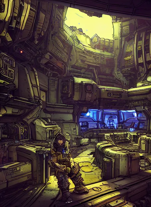 Image similar to Borderlands 2 Hyperion Space Station , Dynamic lighting, cinematic, extremely high detail, photo realistic, cinematic lighting, pen and ink, intricate line drawings, post processed, concept art, artstation, matte painting, style by Raphael Lacoste, Eddie Mendoza, Q Hayashida