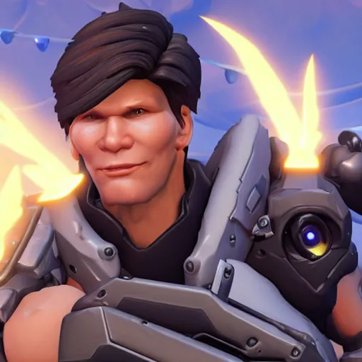 Prompt: Screenshot of Bogdanoff as an Overwatch hero