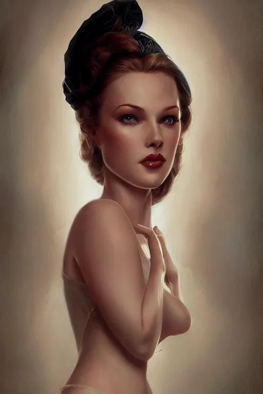 Image similar to a portrait of lara parker as angelique by charlie bowater and anna dittmann and gil elvgren.