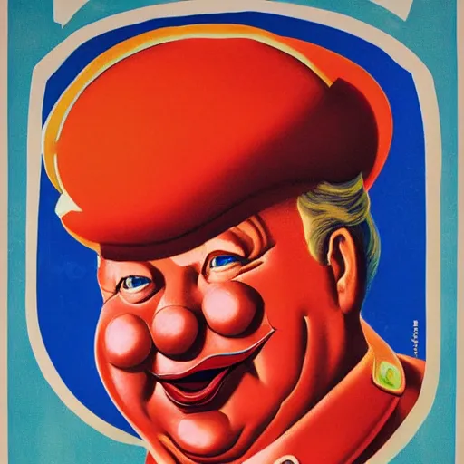 Image similar to communist clown portrait, soviet propaganda style, poster, mao