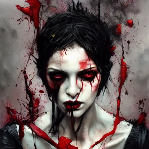 Image similar to the first vampire, by artur bordalo and tom bagshaw and craig davison and guy denning and harumi hironaka, trending on artstation hq, deviantart, pinterest, 4 k uhd image