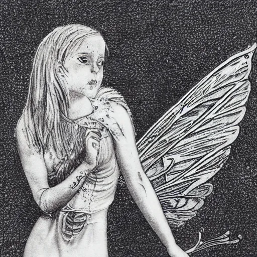 Prompt: pen and ink with wash over metalpoint on paper tooth fairy