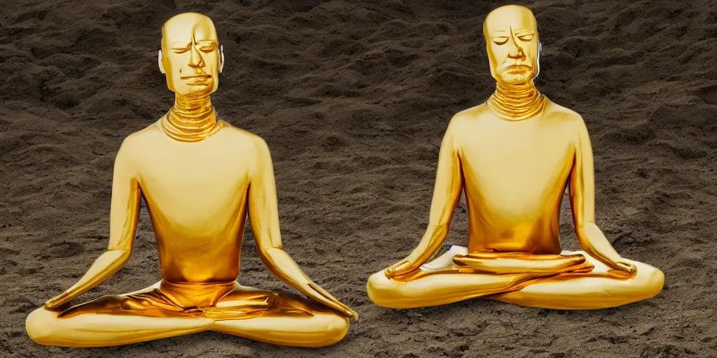 Image similar to golden faceless man in meditation position