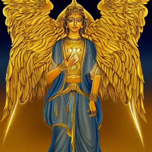 Image similar to Golden Angel Of light Gnostic pleroma in HD, 8k, High Resolution, Hindu aesthetic,