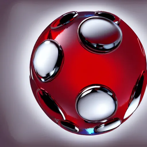 Prompt: chrome spheres on a red cube, medical illustration