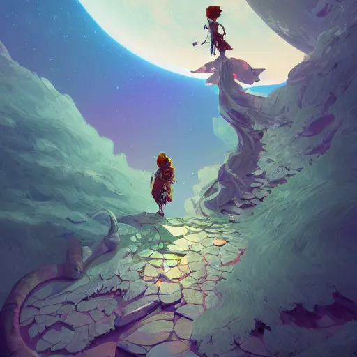 Image similar to two lovers getting eloping on the moon, fantasy, intricate, elegant, highly detailed, digital painting artstation, blender, unreal engine 5, octane render, smooth, sharp focus, illustration, by Anton Fadeev and Philipp A. Urlich and Pengzhen Zhang and Andreas Rocha