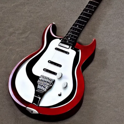 Image similar to an electric guitar entirely made out of other guitars