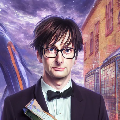 Image similar to The Tenth Doctor as a Beautiful Anime Girl, Looking into the camera, detailed, centered, digital painting, artstation, concept art, donato giancola, Joseph Christian Leyendecker, WLOP, Boris Vallejo, Breathtaking, 8k resolution, extremely detailed, beautiful, establishing shot, artistic, hyperrealistic, beautiful face, octane render, cinematic lighting, dramatic lighting, masterpiece