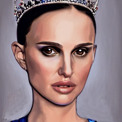 Image similar to portrait painting natalie portman wearing a crown, detailed, artstation, trending, detailed