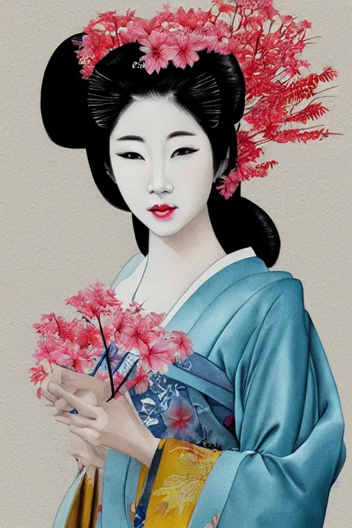 Prompt: beauty geisha, digital art, 8k, character, realistic, portrait, photorealism, japan watercolour, masterpiece art