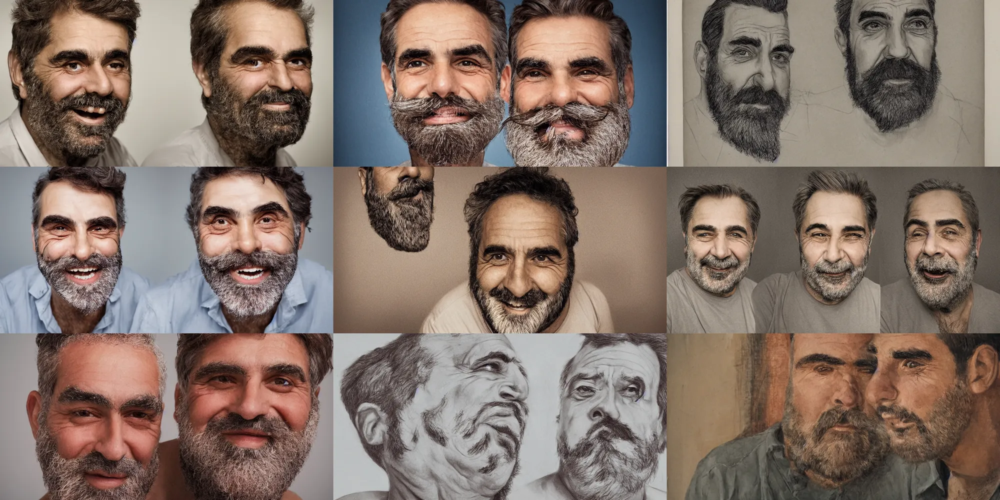 Prompt: middle-aged man with thick eyebrows, light beard, short light brown hair, amused facial expression, very detailed, fine art by Lasar Segall