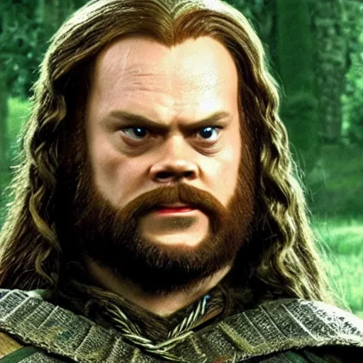 Prompt: dwight schrute playing gimli in lord of the rings