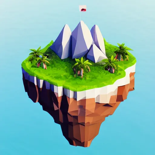 Image similar to a floating island on an ocean isometric art, low poly art, game art, artstation, 3D render, cgsociety, unreal engine 5
