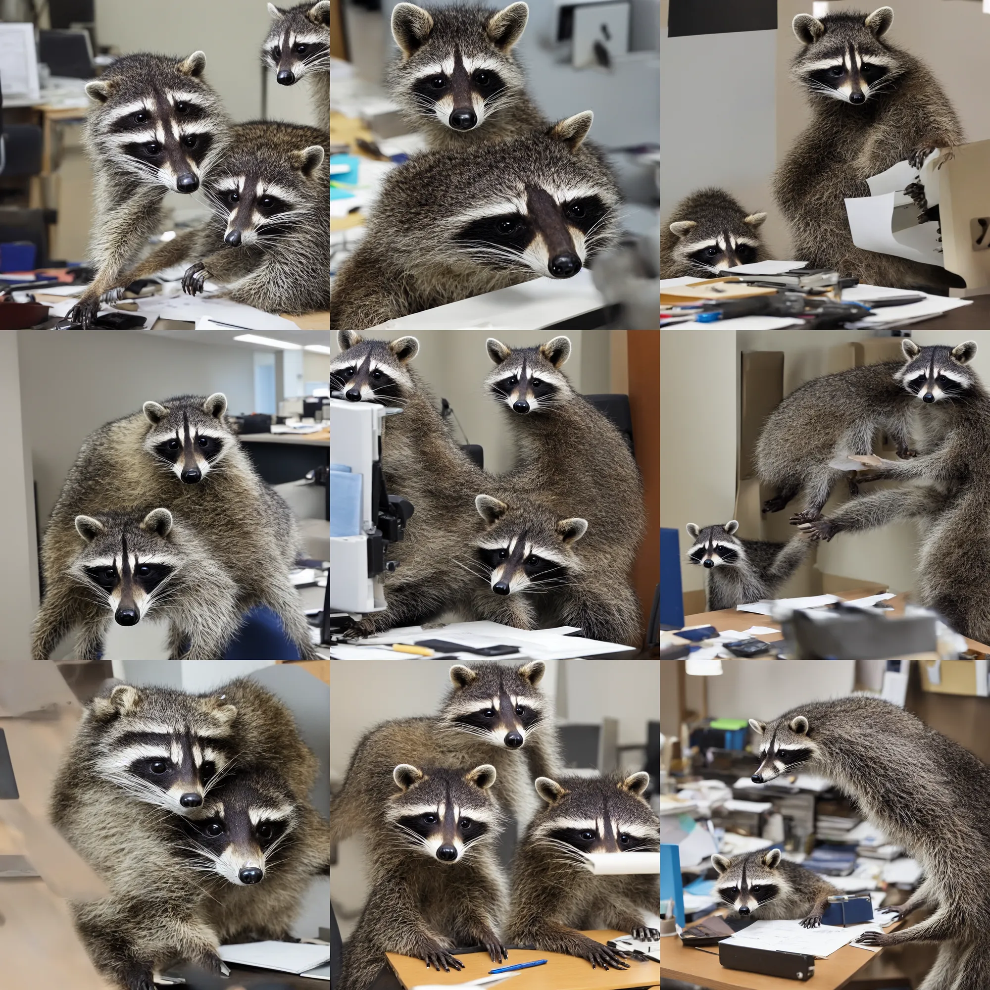 Image similar to photo of a raccoon working in the office