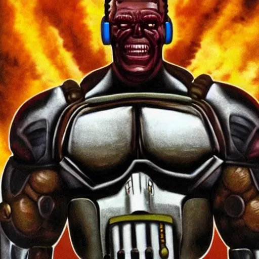 Image similar to arnold schwarzenegger as doom guy