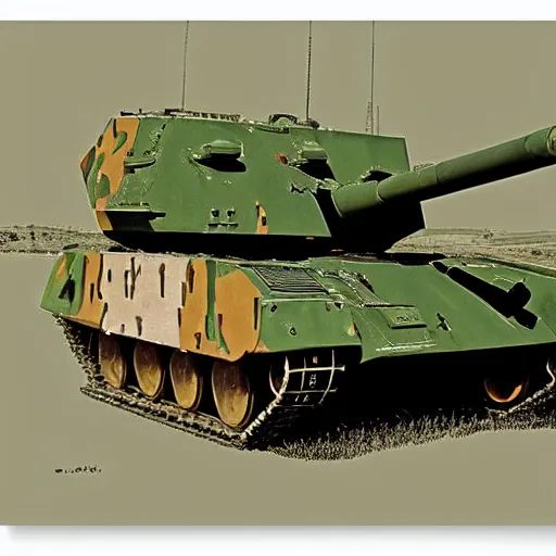 Image similar to a military art print of a tank by david pentland