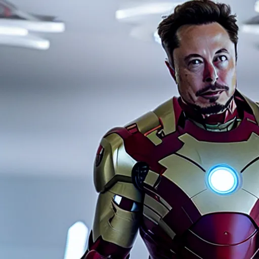 Image similar to elon musk as iron man, cinematic