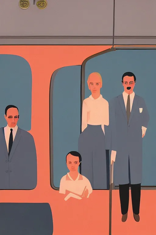 Image similar to scene from wes anderson train by helen lundeberg