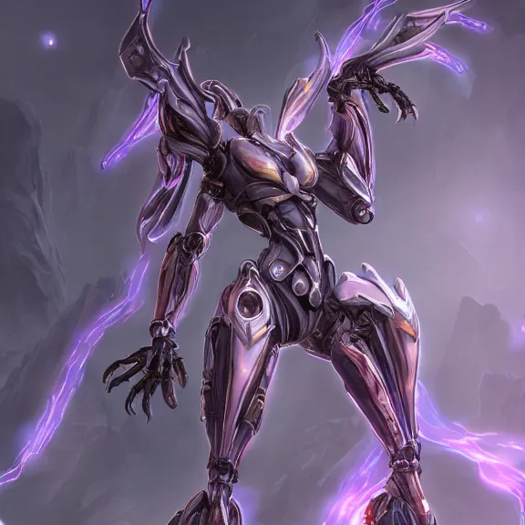 Image similar to extremely detailed ground shot of a giant 1000 meter tall beautiful stunning female warframe goddess, that's a anthropomorphic hot robot mecha female dragon, silver sharp streamlined armor, detailed head, sharp claws, glowing Purple LED eyes, sitting cutely on a mountain, behind a tiny village, dragon art, warframe fanart, Destiny fanart, micro art, macro art, giantess art, furry art, furaffinity, high quality 3D realism, DeviantArt, Eka's Portal, HD