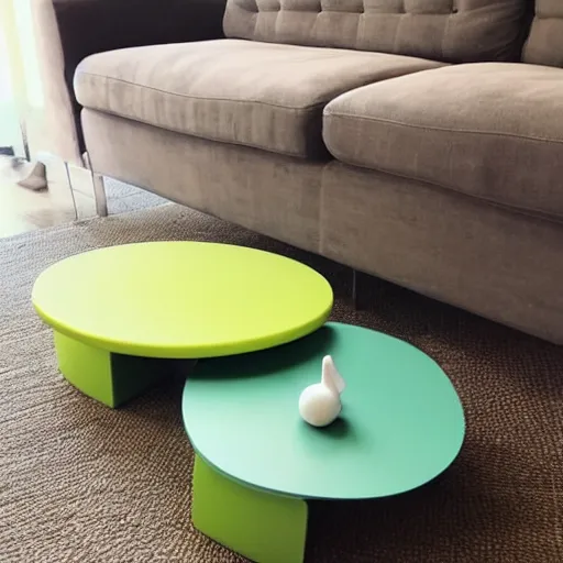 Image similar to i had become a slave to the ikea nesting instinct. if i saw something like the clever njurunda coffee tables in the shape of a lime green yin and an orange yang i had to have it.