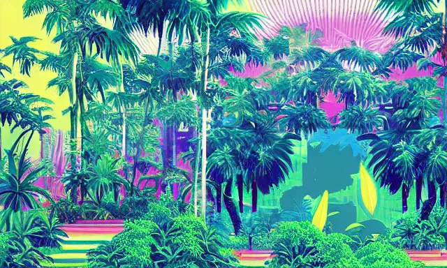 Image similar to Vaporwave Jungle