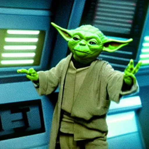 Image similar to yoda wearing a star trek uniform, photo, 8k