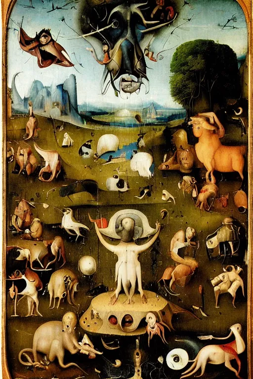 Image similar to Orpheus charming the beasts by Hieronymus Bosch