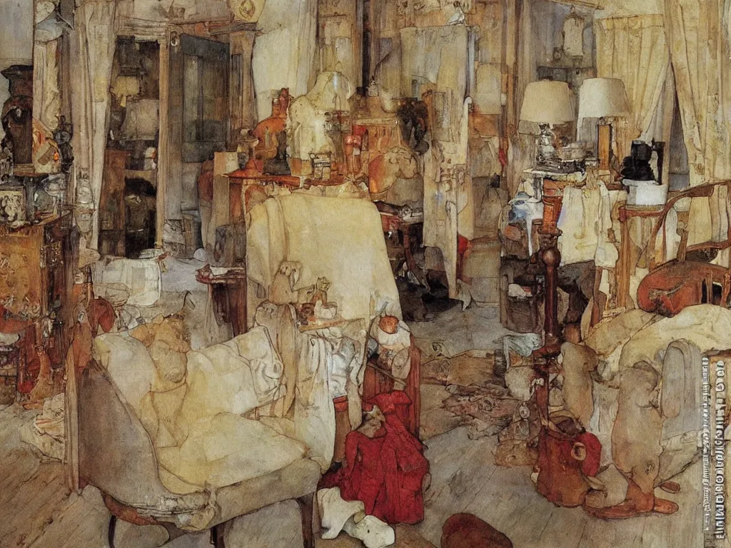 Image similar to a painting, oil on canvas, by carl larsson