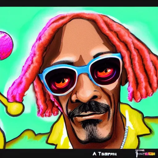 Image similar to snoop dogg tennis, ball monster ,tennis ball, colorful, digital art, fantasy,chalk, magic, trending on artstation, ultra detailed, professional illustration by Basil Gogos