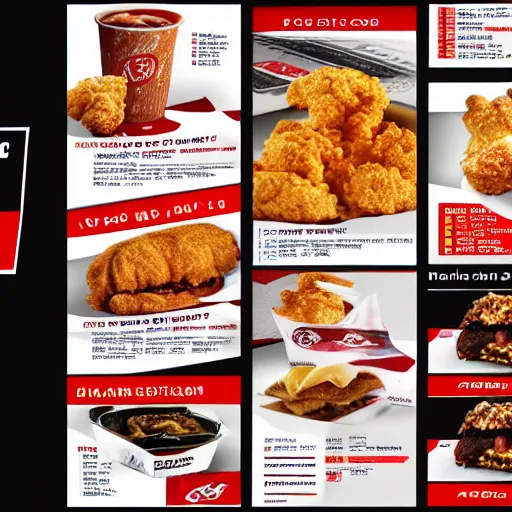 Prompt: High resolution scans of a KFC menu from the year 2045