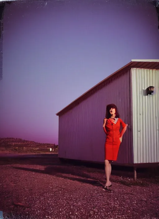 Prompt: detailed color analog medium format photo made by john waters, polaroid closeup photo of person in trailerpark, rim light, shot at night with studio lights, high production value, intricate details, 8 k resolution, hyperrealistic, hdr, photorealistic, high definition, tehnicolor, award - winning photography, masterpiece, amazing colors,
