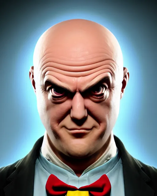 Prompt: an epic comic book style full body portrait painting of lex Luthor bubble head, elegant, character design by Mark Ryden and Pixar and Hayao Miyazaki, unreal 5, DAZ, hyperrealistic, octane render, cosplay, RPG portrait, dynamic lighting, intricate detail, summer vibrancy, cinematic