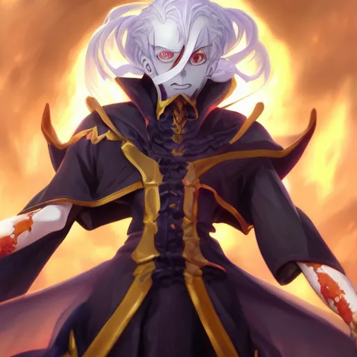 Image similar to anime portrait of ainz ool gown as an anime antagonist by Stanley Artgerm Lau, WLOP, Rossdraws, James Jean, Andrei Riabovitchev, Marc Simonetti, and Sakimichan, trending on artstation
