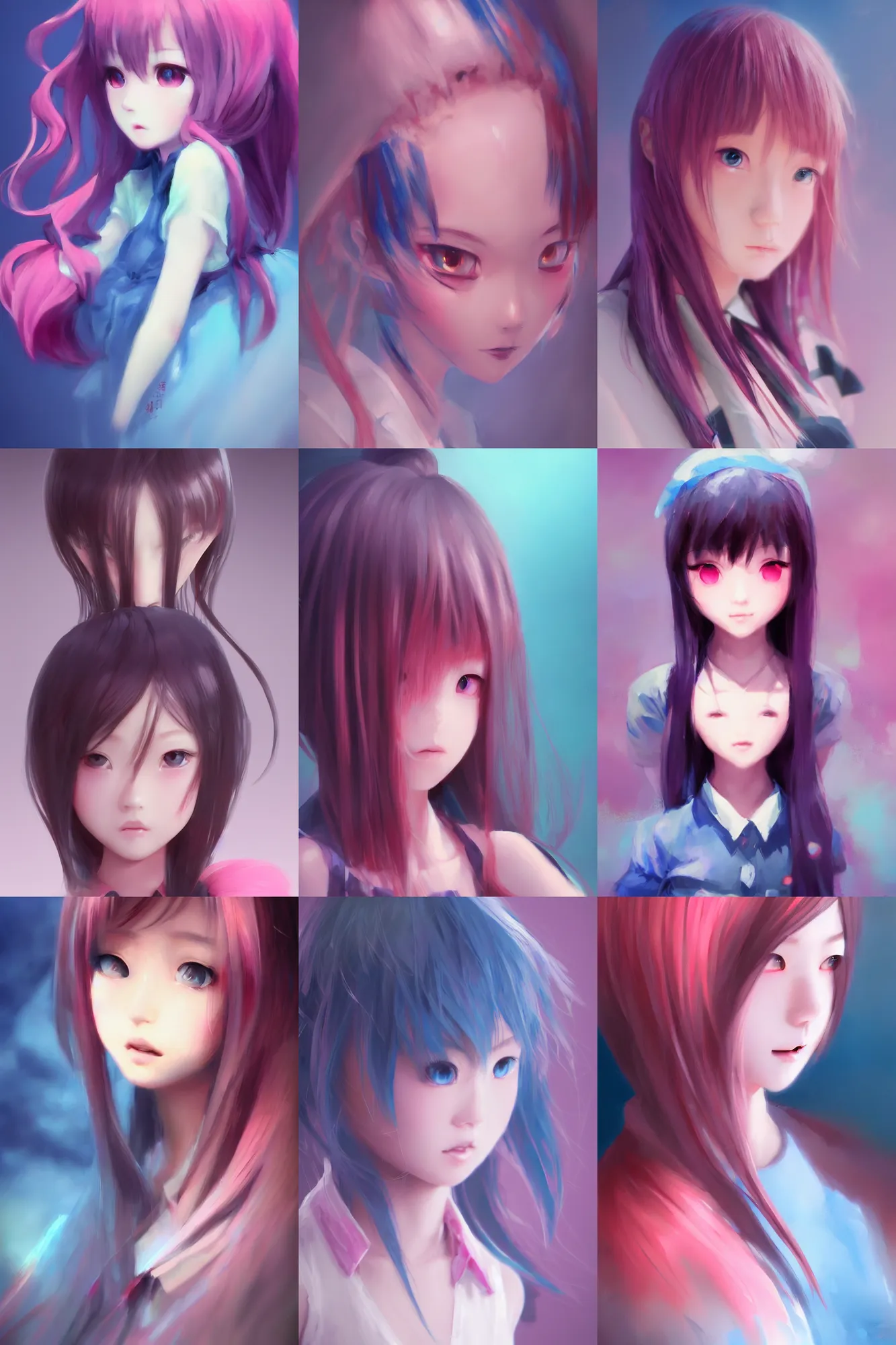 Prompt: 3d dark infrared octane render concept art brush by D. Jun, by Mo Xiang Tong Xiu, by Igarashi Daisuke, cute beauty minimalist portrait anime school girl under dark pink and blue water. beautiful and cutest face. dramatic deep light, trending on artstation, oil painting brush
