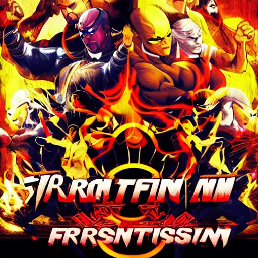 Image similar to the cover of an Iron Fist Tournament fighting game, a poster by Arent Arentsz, trending on cgsociety, neogeo, 8k, official art, high resolution