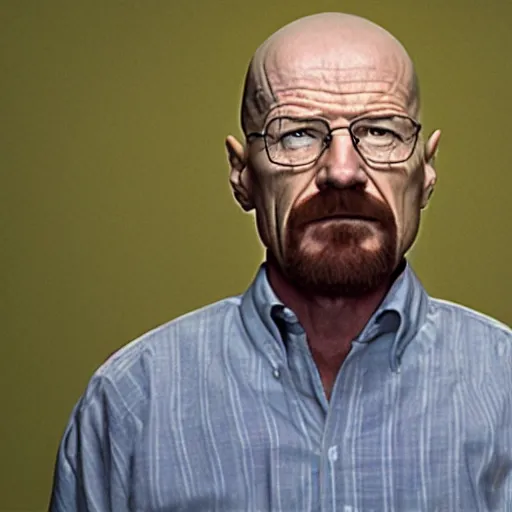 Image similar to Walter white looking through a portal at another Walter