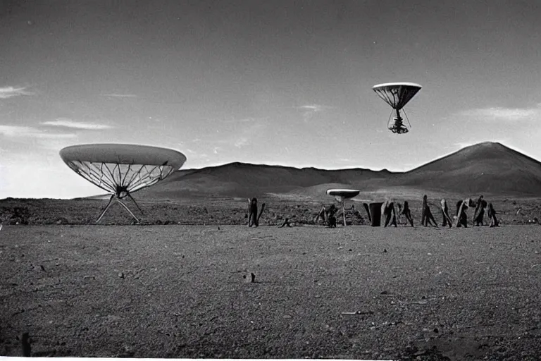 Image similar to leaked 1960s photograph of aliens and UFOs inside area 51