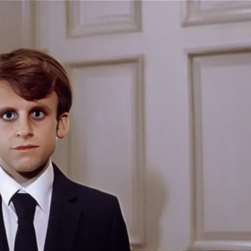 Prompt: child Emmanuel Macron in American Psycho (1999)