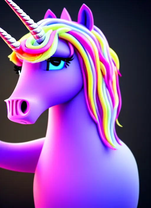 Prompt: unicorn wearing big vr headset, vr headset in techno background, soft gradient texture, realistic 3 d render, high lights, 4 k, high detailed photography, 5 0 mm lens, rich vivid colors, smooth gradients, depth of field, cinematic, hyper realism, high detail, octane render, unreal engine, 8 k